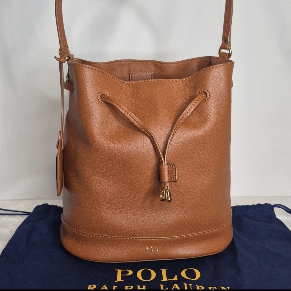 Lauren Ralph Lauren Leather Drawstring Bucket Bag - Picture 5 of 17